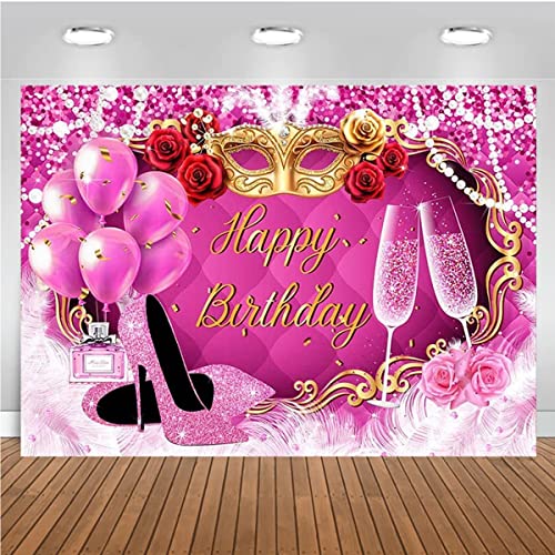 Fondo Fotográfico Fiesta Cumpleaños Rosa 7x5FT miniatura 4
