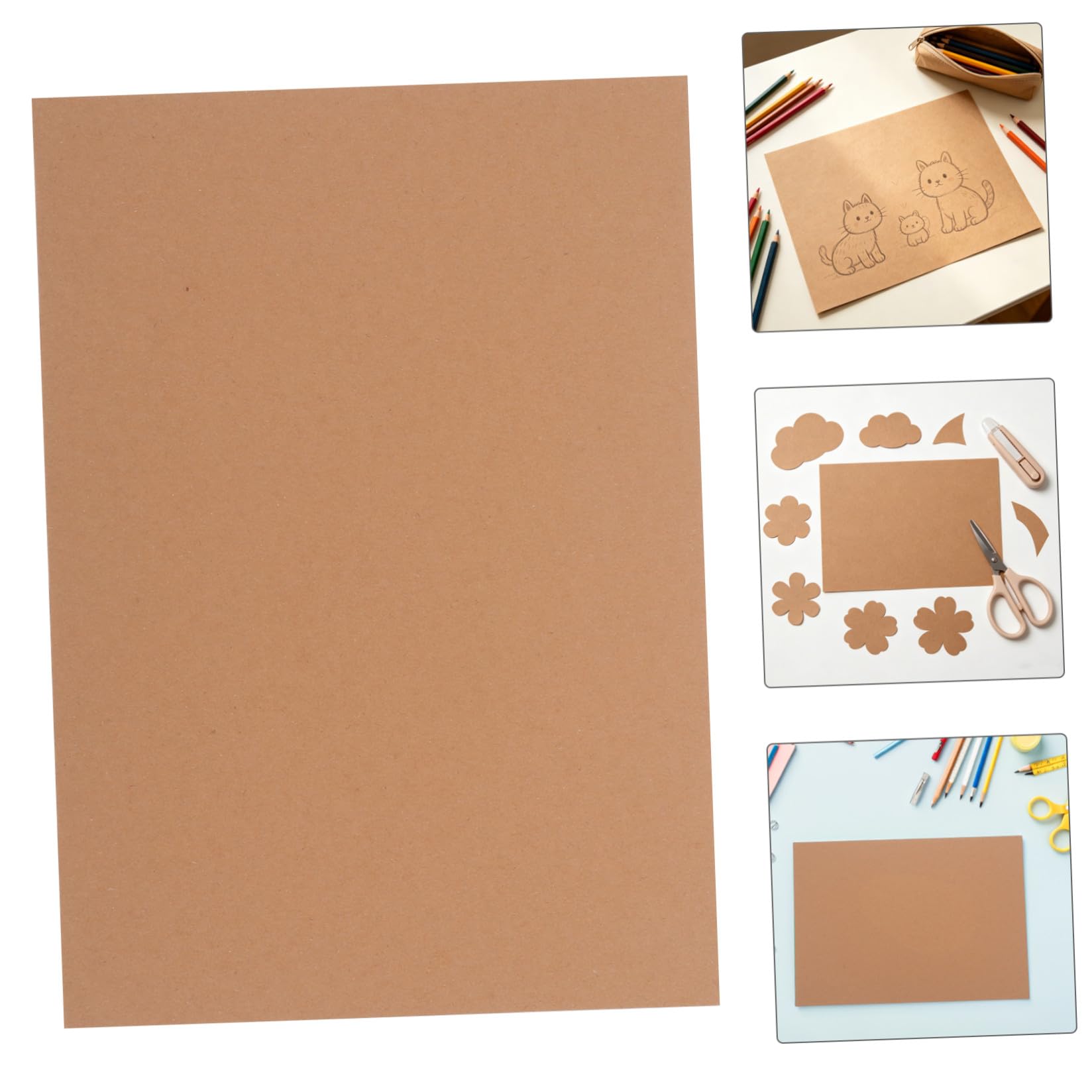 TIDTALEO 120 Hojas Papel Kraft A4 para Proyectos de Manualidades y Apuntes en Clase, Superficie Lisa sin Recubrimiento, Resistente al Doblado y Desgarro, Color Caqui