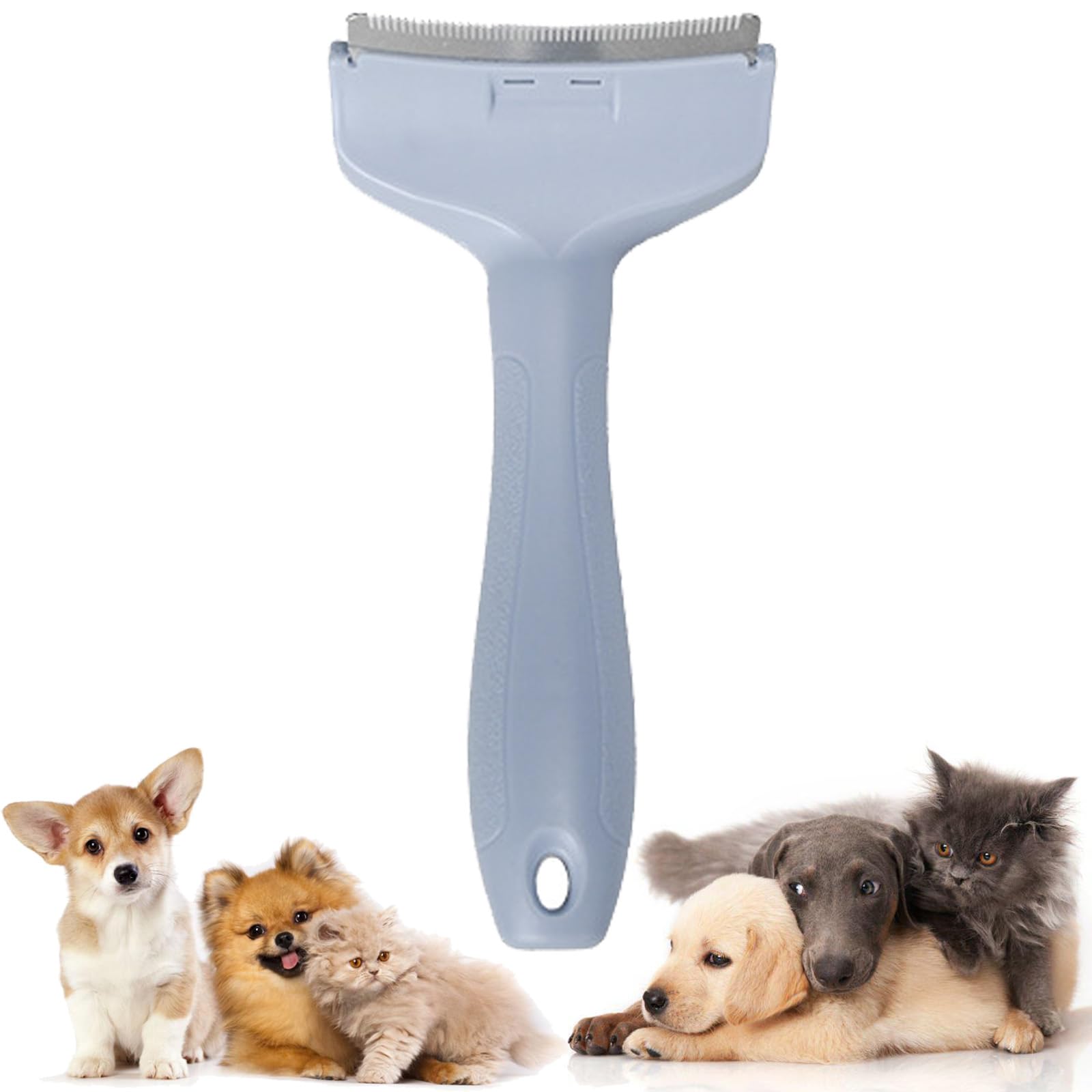 V-Tooth Deshedding Comb, Tight V-Shaped Teeth Deshedding Tool, Dog & Cat Grooming Brush for Effective Shedding Control, Suitable for Small-Sized Pets(Blue S)