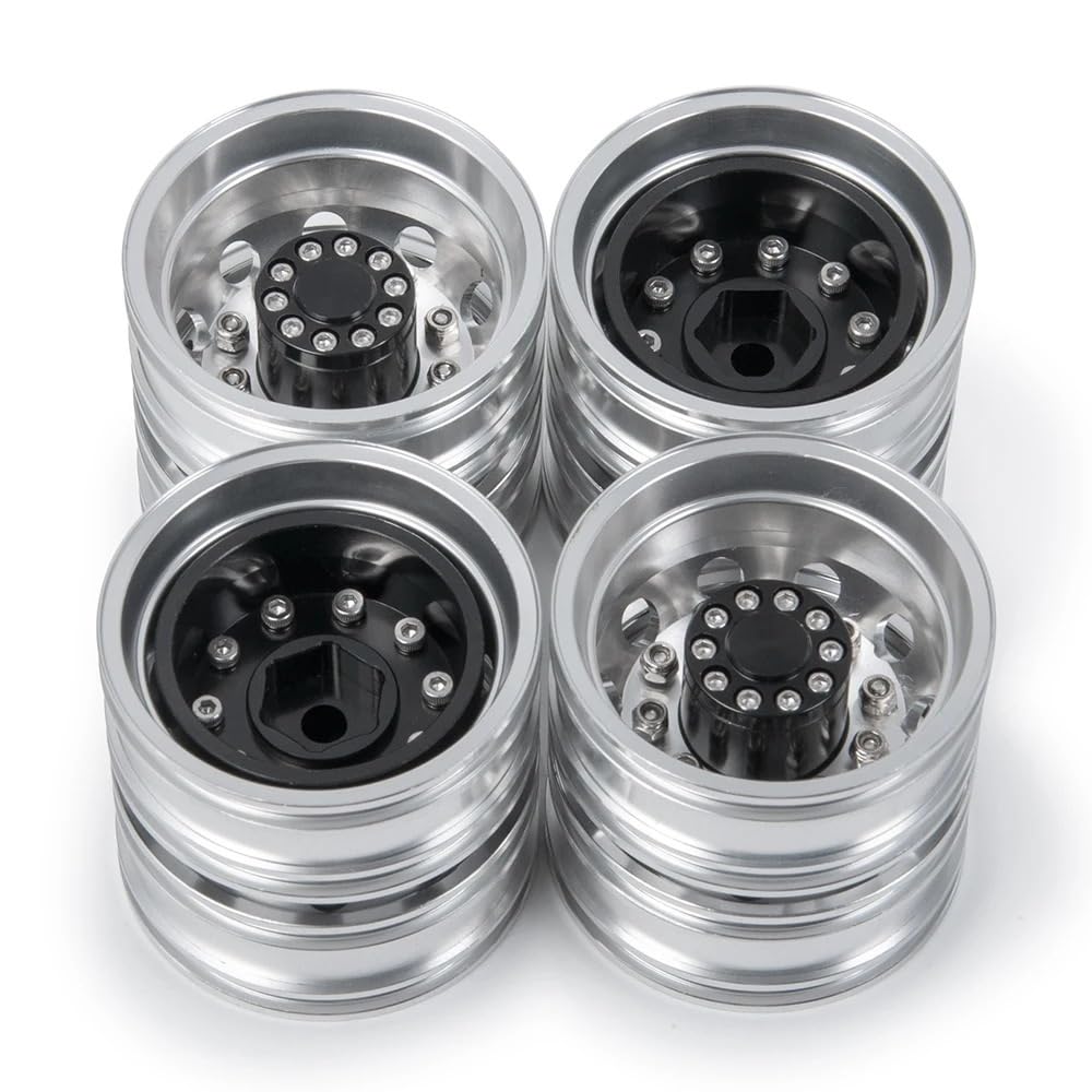 para Tamiya 1/14 Llanta Rueda Trasera Delantera Bujes Neumáticos Goma con Inserciones Espuma Camión Remolque Tractor Modelo Coche RC