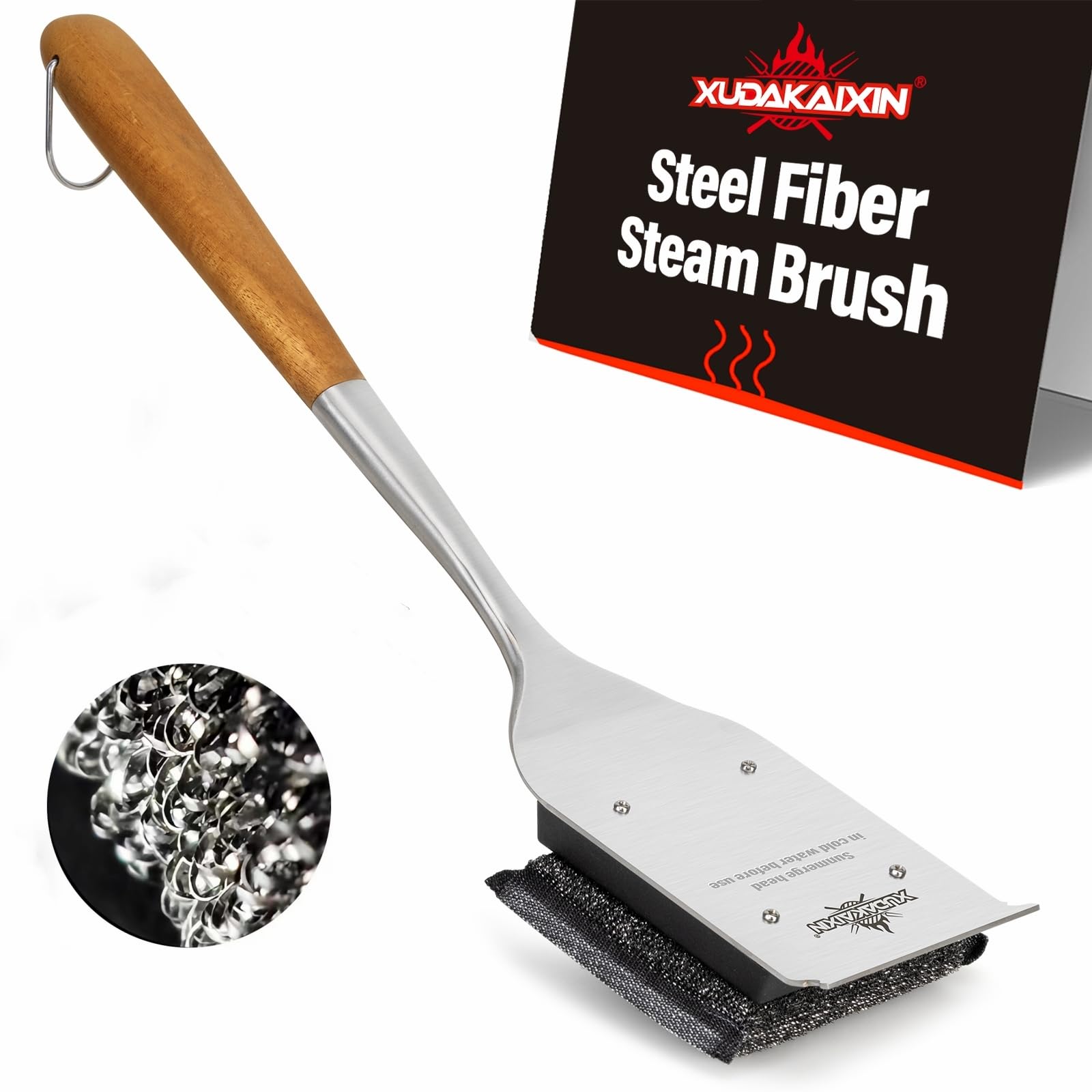 Grill Brush Bristle Free, Water Activated Design Steam Cleans Grill.Safe & Efficiency, 17" Grill Cleaner Brush for Gas/Porcelain/Charbroil Grates - BBQ Accessories Gifts for Men