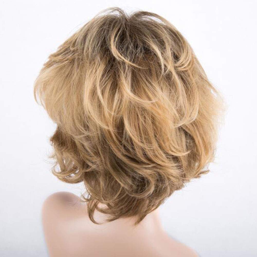 Moda signore parrucche sintetiche per le donne Capelli corti Oro Soffici Leggermente ondulato riccio Breve