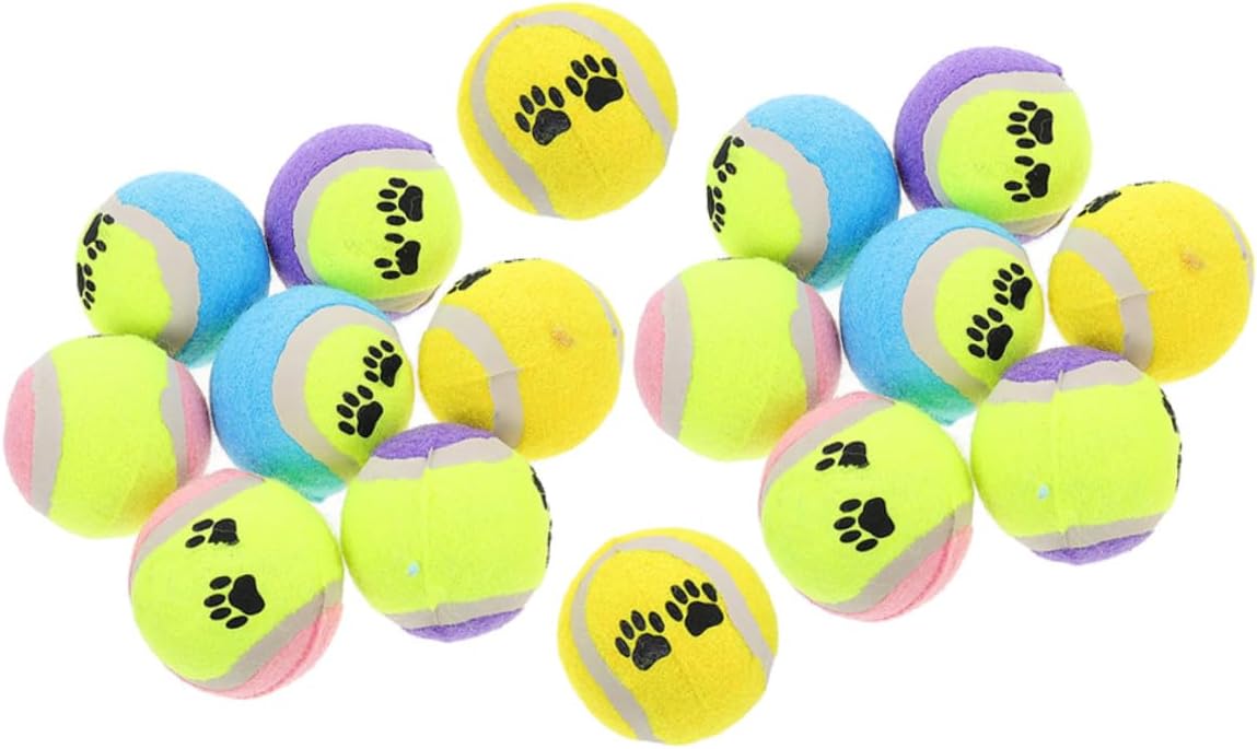 Uonlytech 16pcs Small Dog Tennis Balls Plush Chew Fetch for Outdoor Training 7cm Diameter Sports Pet Balls for Puppies and Dogs Random Color