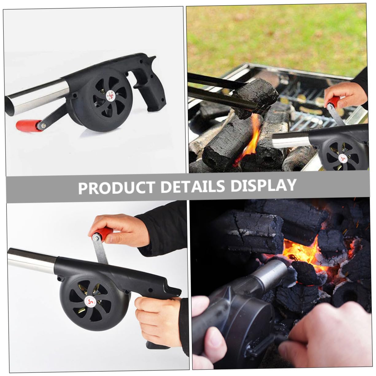 Yardwe Soffiatore a Mano per Barbecue Esterno, Ventilatore Portatile in ABS e Ferro, Comodo per Accendere Carbone e Campeggio all'Aperto