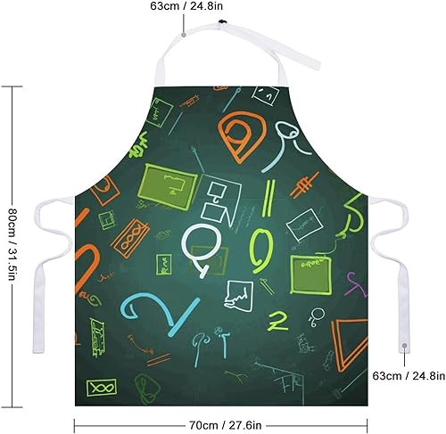 Miniatura 2 de MUSM Math Question ApronClassic Vintage Funny with Pockets Aprons,Adjustable Bib Waterdrop Resistant for Kitchen Cooking Restaurant BBQ Painting