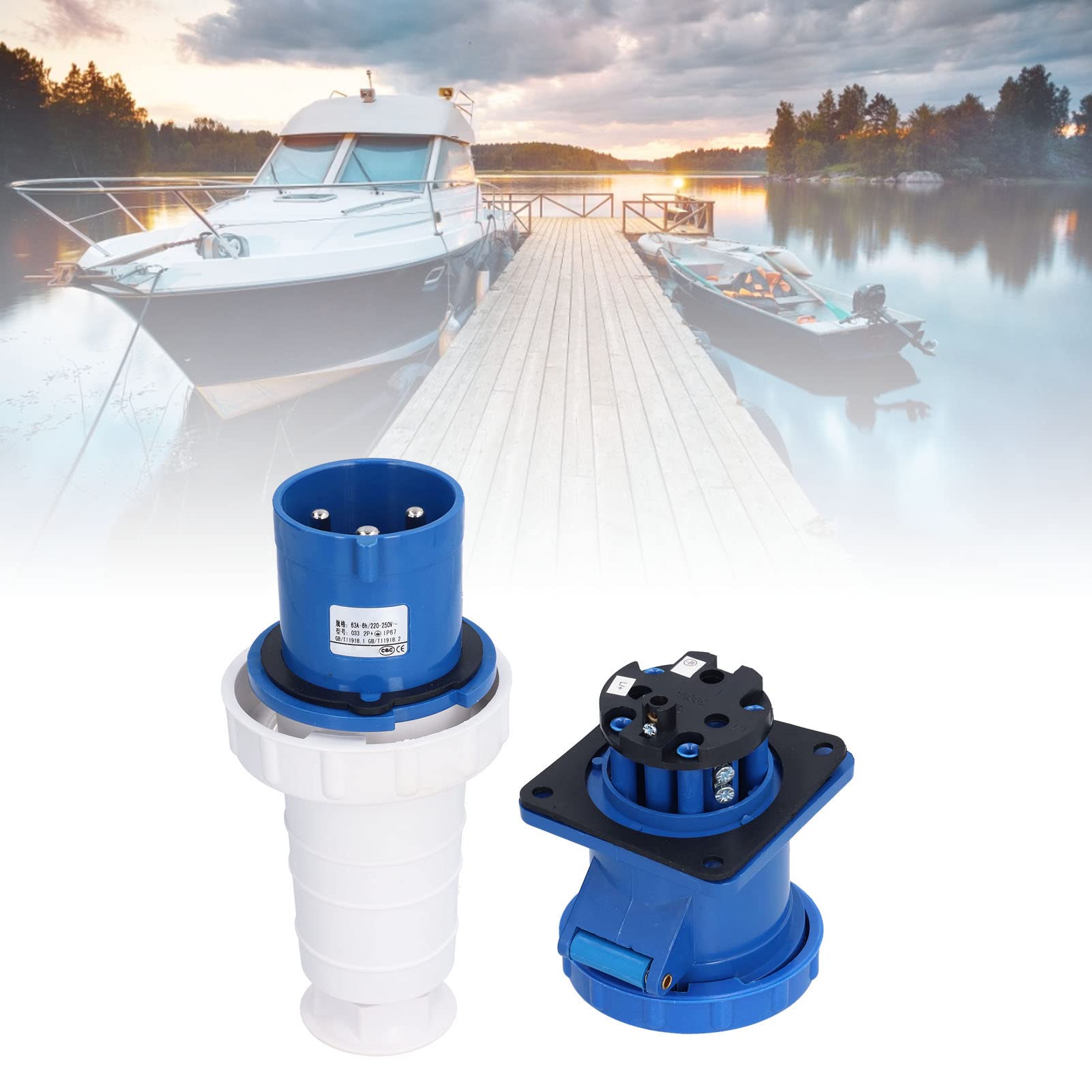 Juego De Enchufes Ocultos De Enchufe Industrial A Prueba De Agua IP67, Enchufe De Conector De Alimentación De 220-250V 63A,Enchufe Industrial De Carcasa Aislamiento PA66,Para Campamentos Al Aire Libre