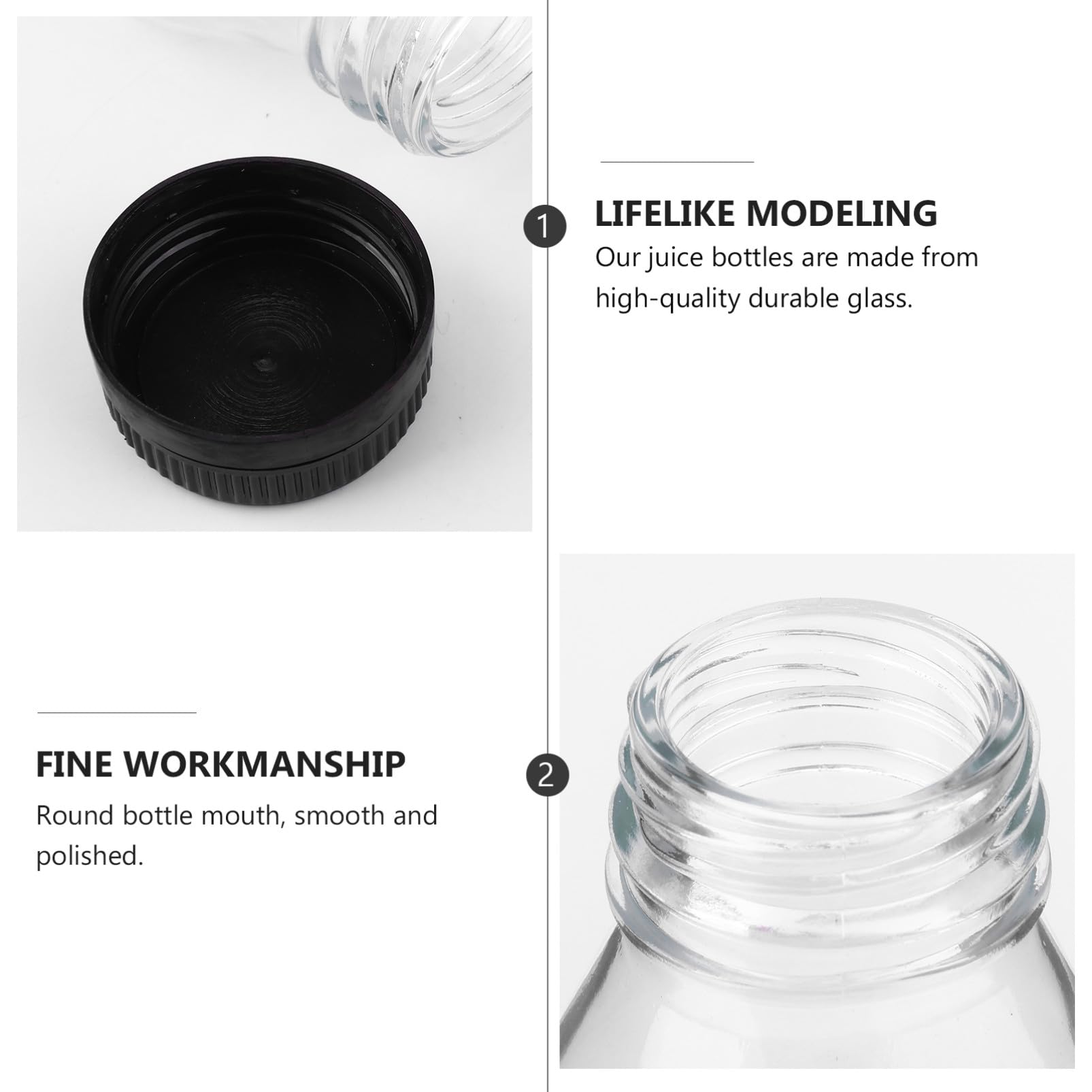 Homoyoyo 5 Stück 300ml Milchflaschen aus Glas mit Umweltfreundlichem Design und Angenehmem Griff für Aufbewahrung von Milch und Getränken zu Hause