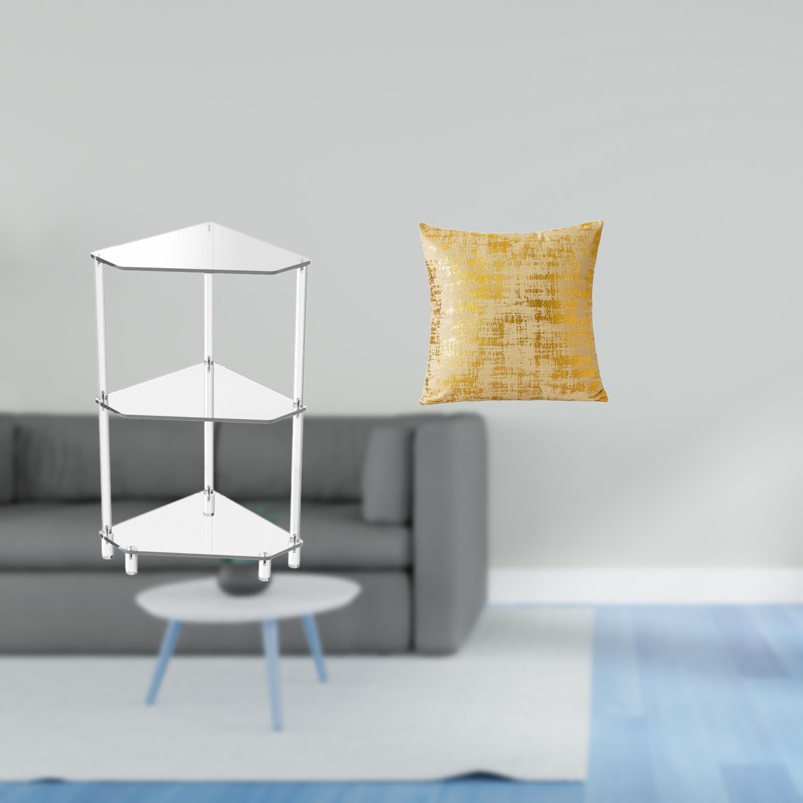 Modern Corner Side Table and Elegant Throw Pillow Cover for Stylish Small Space Living Room Kitchen Bathroom Office Dorm Decor|Home & Garden| Furniture| Bookcases-image-20