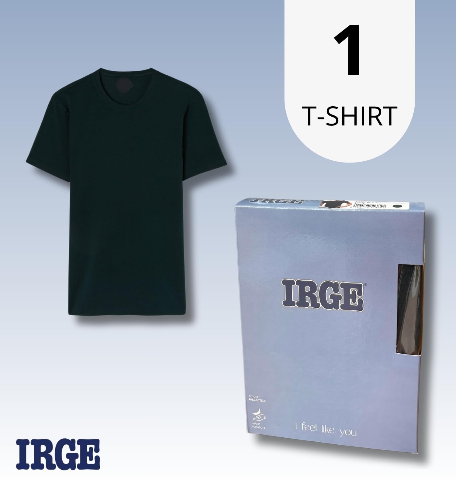 Irge - Maillot de bain pour homme - Sous-veste col rond en coton bi-élastique, 90 % coton, 10 % élasthanne, différentes couleurs IRMU07