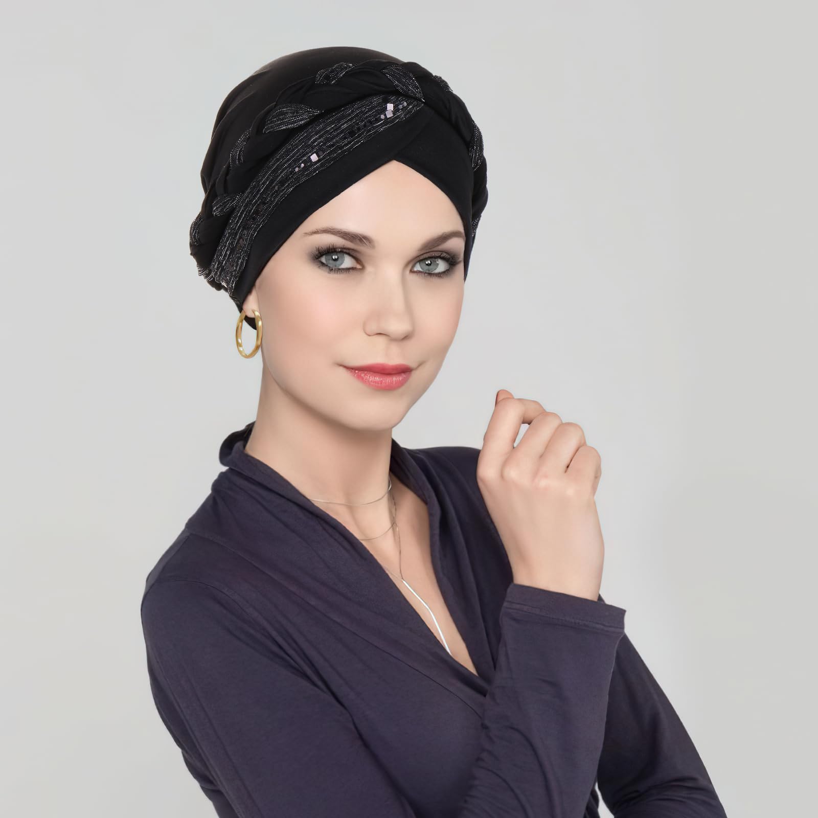 XEPST 2 Pièces Turbans pour Femmes, Pré-noué torsadé Chapeau Tresse Cheveux Couvertures, Enveloppements de Tête Africains pour Femmes Noires Chapeaux de Cancer Chimio Turban