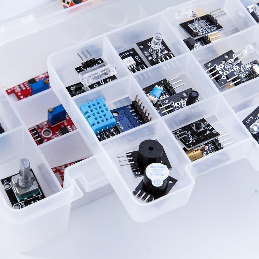 MMOBIEL 37 en 1 Kit de modules de capteurs. Jeu Complet pour la Plupart des Ordinateurs monocartes. Compatible avec l'IDE Arduino UNO R3 Méga Nano incluant Un tutoriel.