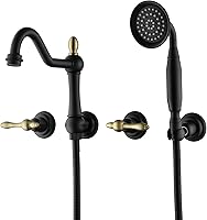 Vista 14 de sumerain Grifo de bañera de montaje en pared, relleno de bañera de níquel cepillado, centro de 8 pulgadas