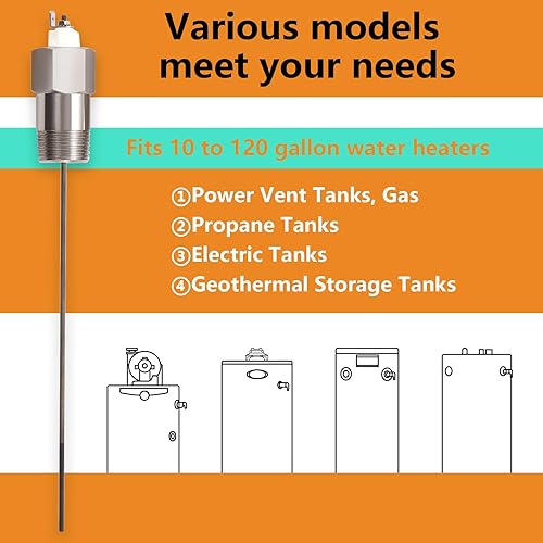 Miniatura 5 de Kit de varilla de ánodo con calentador de agua estilo hexagonal para tanque de 10 a 120 galones, elimina el olor y maximiza la protección contra la