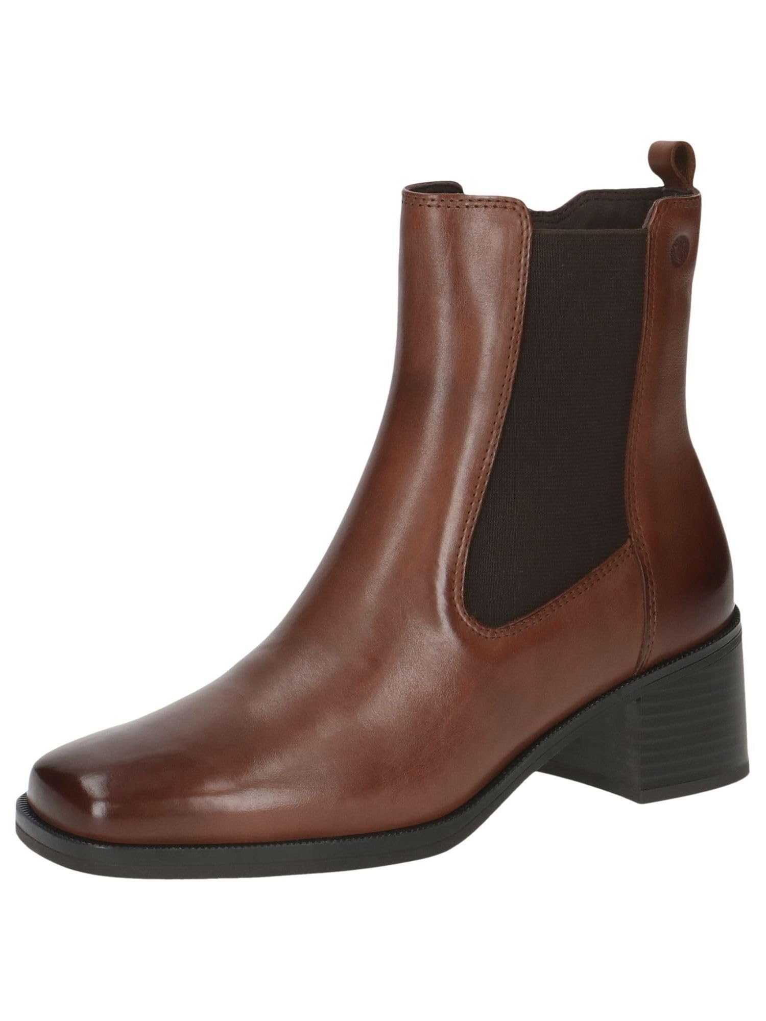 CAPRICE Women's heeled ankle boots elegant low heel, Brown (Cognac Nappa), 3.5 UK