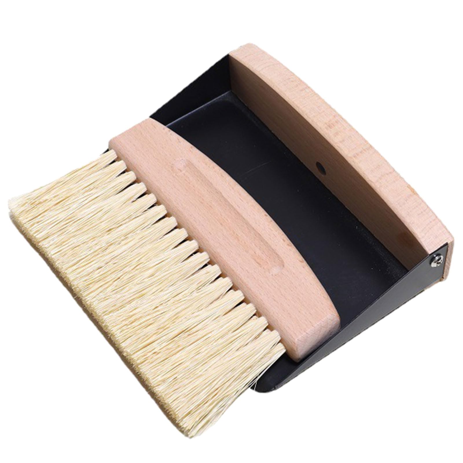 Tsophreniq Beechwood Hand Broom and Dustpan for Easy Surfaces and Floor Maintenance Comfortable Grip Brush Beechwood Texture Coffee Cleaning Set