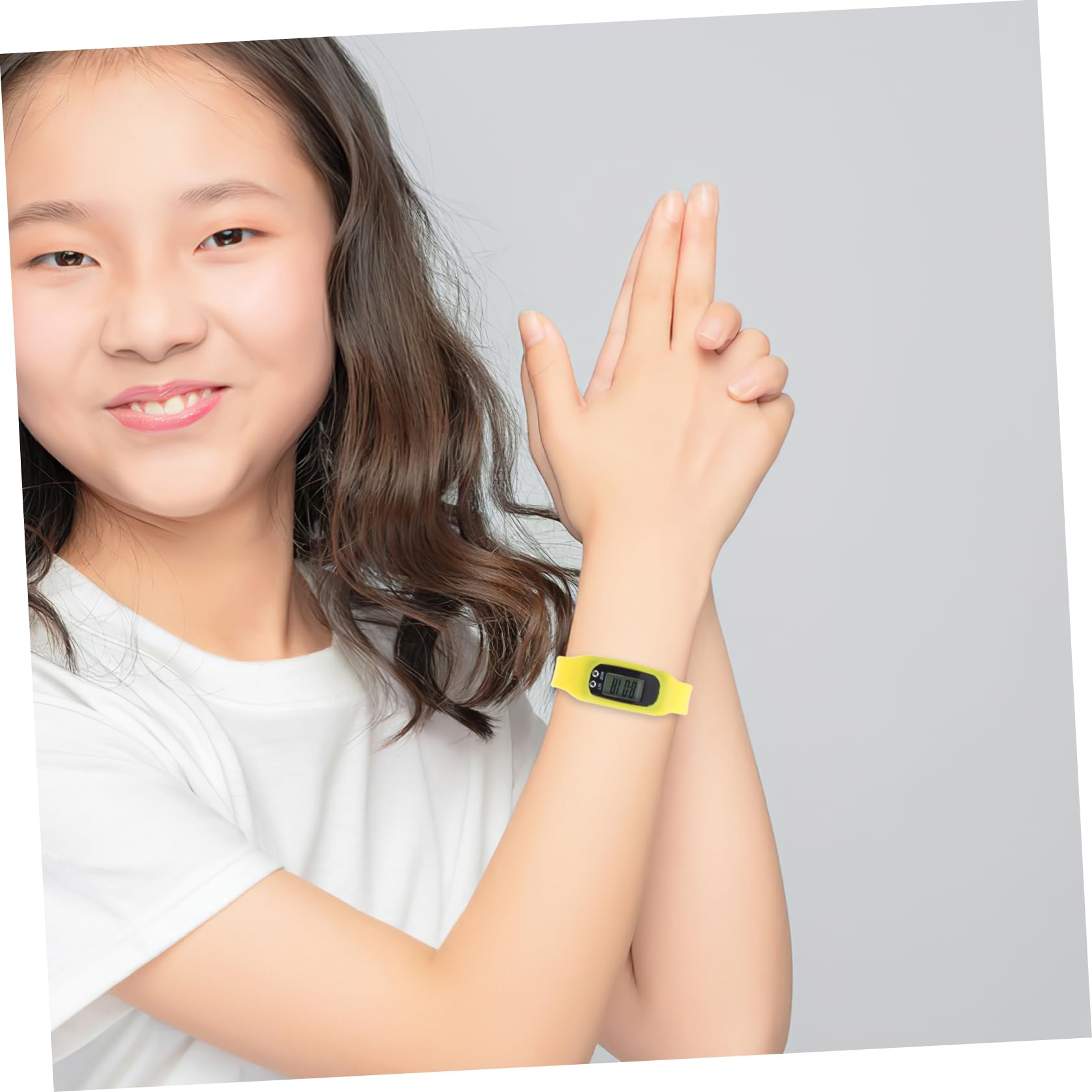 Podomètre Électronique en Silicone Jaune Écran Lisible
