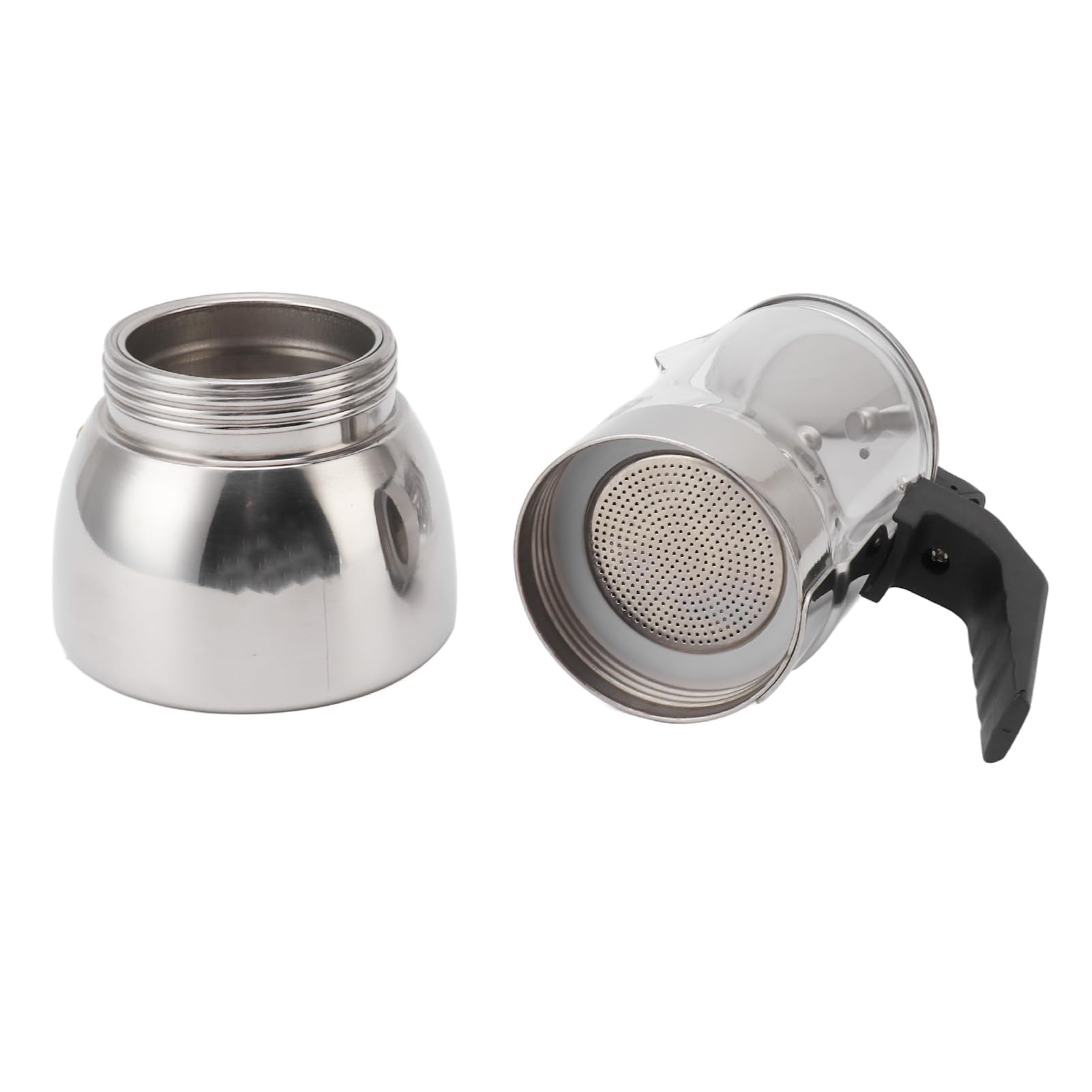 Pssopp Caffettiera in Vetro e Acciaio Inossidabile con e Piano Cottura con Valvola di Sicurezza e Manico Resistente Al Calore per Fornelli Elettrici a Gas a Induzione (300ML)
