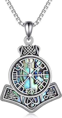 YFN Collar vikingo de plata de ley con colgante de talismán nórdico Vegvisir, joyería vikinga, regalo gótico de bruja para mujeres y hombres