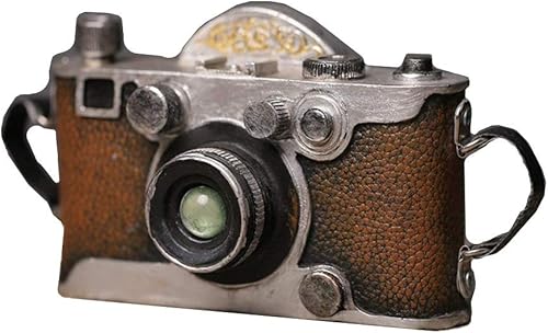 Creativo estilo americano antiguo retro vintage modelo cámara fotográfica escultura resina decoración del hogar adornos de escritorio (marrón)