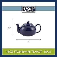 Vista 11 de Colección de teteras de gres RSVP International, apta para microondas y lavavajillas, 16 onzas, azul