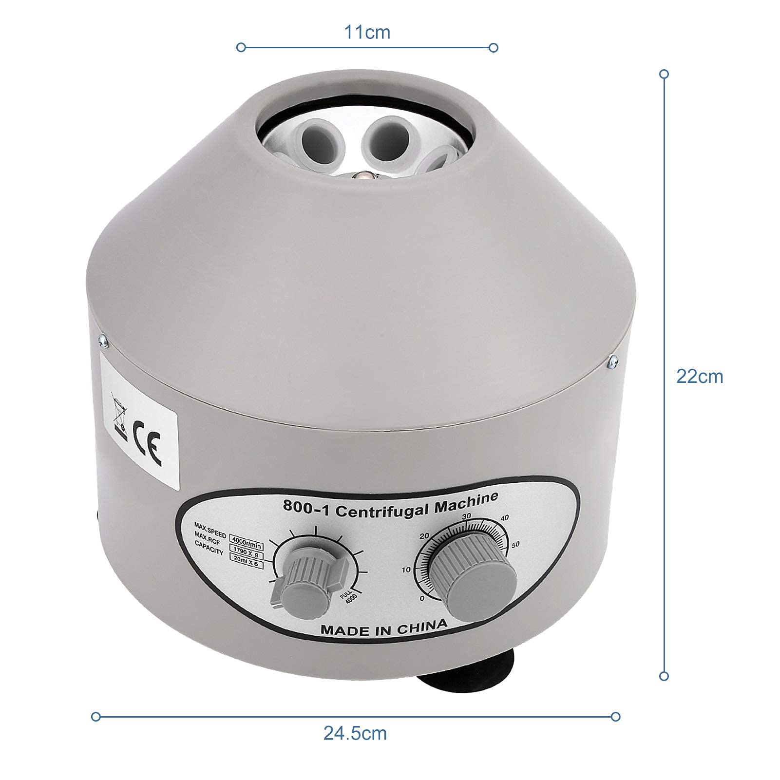 Ejoyous Kleine Elektrische Tischzentrifuge, 4000rpm Labor-Zentrifugen Laborzentrifuge Medizinische Centrifuge mit Einstellbaren Geschwindigkeiten und Zeitmesser 6 EU 220V 22 * 24.5 * 11cm