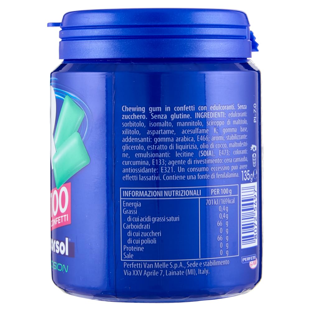 Vigorsol Air Action, Chewing Gum, Gusto Menta, Senza Zucchero, Senza Glutine, Barattolo da 100 Gomme da Masticare, Ideale per una Freschezza Intensa a Portata di Mano (Confezione da 3)