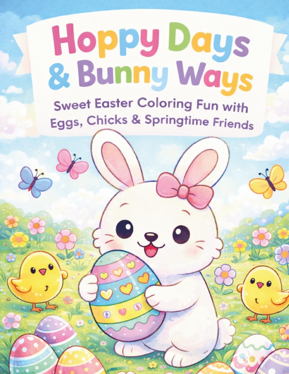 Hoppy Days & Bunny Ways: Easter Basket Stuffer Coloring Book for Kids Ages 4–8 with Cute Bunnies, Chicks, Eggs and Springtime Fun