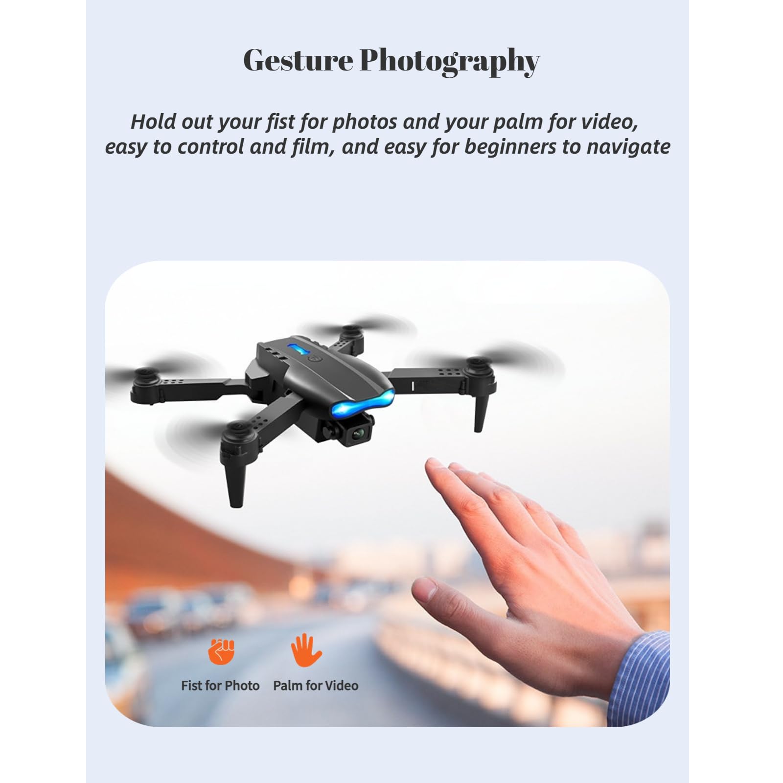 Składany Mini RC Drone, Quadcopter do Unikania Przeszkód, Podwójny Aparat HD 4k Fotografia Lotnicza Samolot RC, Obsługa Aplikacji Wifi, Prezenty dla Dzieci i Dorosłych