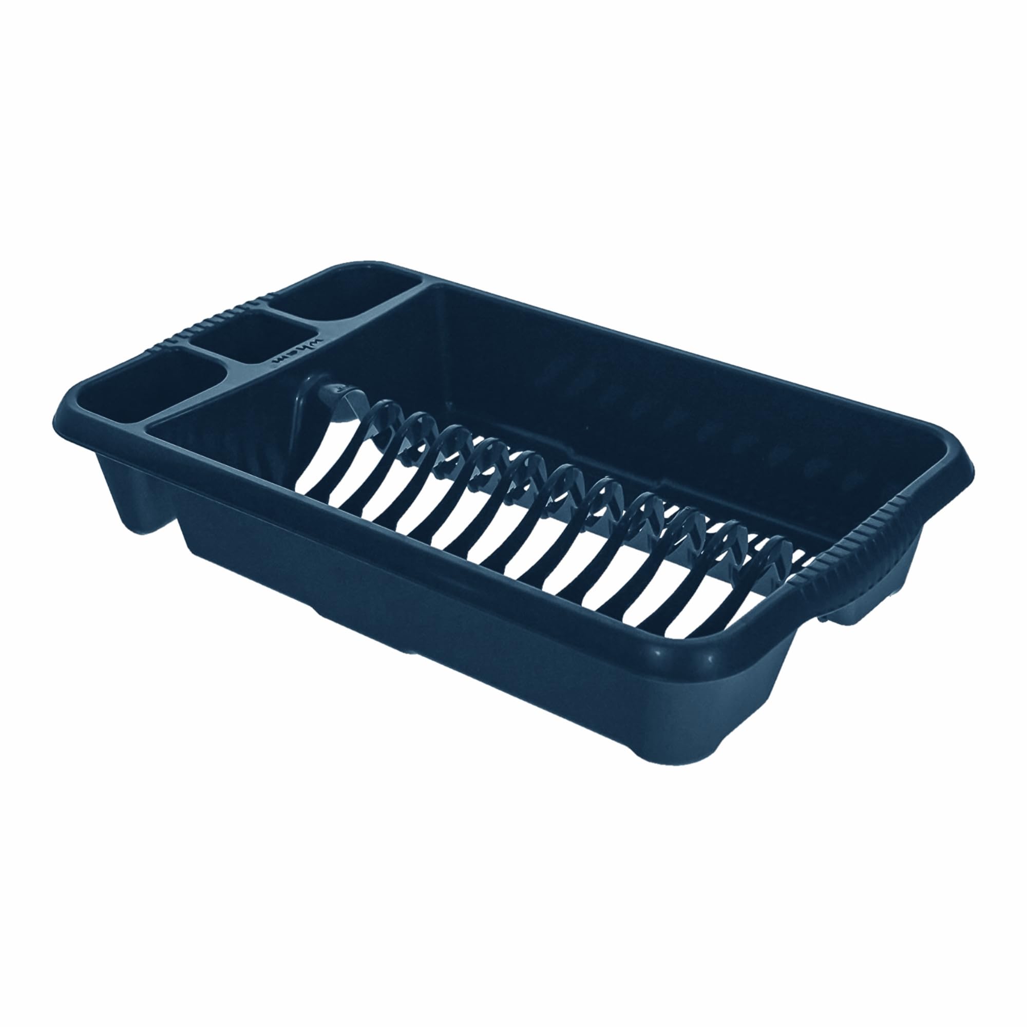 VISHCHIT Medium Plastic Dish Drainer With Cutlery Holder Kitchen Sink Utensil Draining Cup Holder Sink Dish Drainer Rack Drainer Tray Bowls Glass Plate Drying Draining Board (Navy) (1)