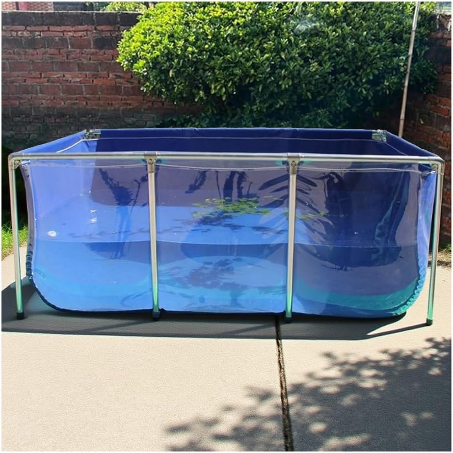 Rygcrud Above Ground Pond - Big Aquarium - Canvas Fish Pool with Windows, Display Holding Tank for Turtle Koi, Steel Frame, Easy to Assemble(140x140x71cm)
