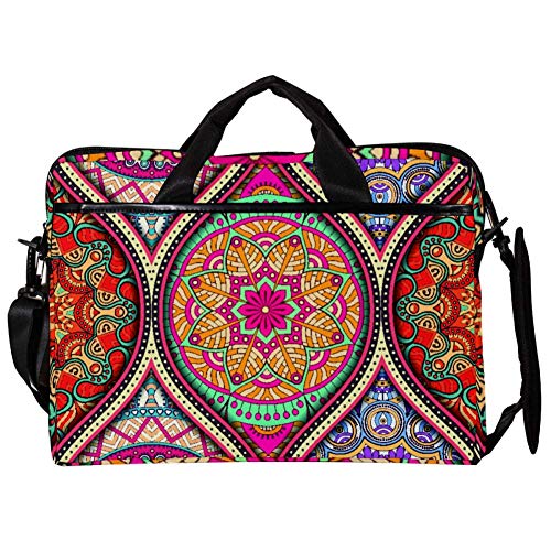 Sacoche ordinateur 14" mandala colorée pour vos trajets de travail et cours