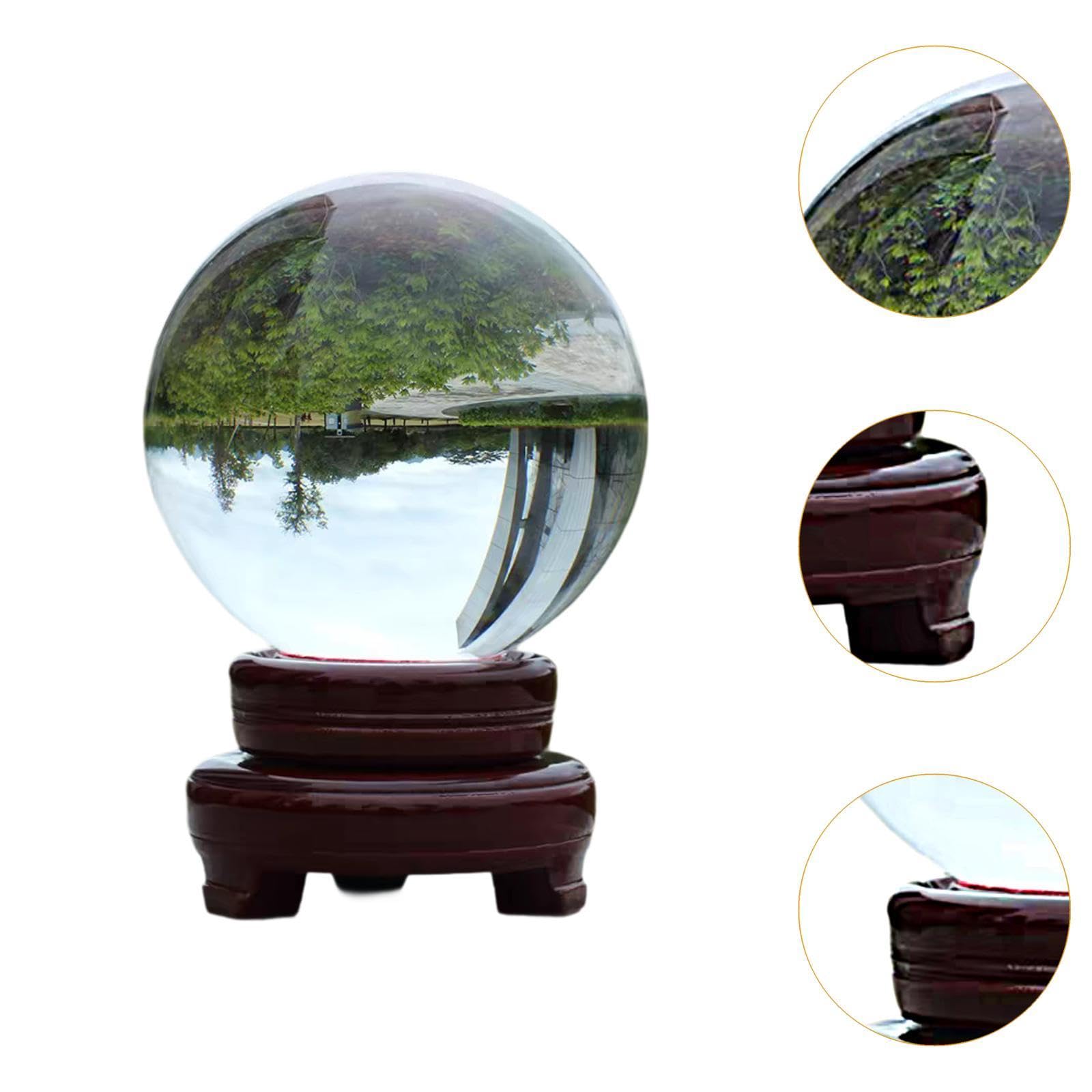 Amazon.co.jp: Yunhgft 木製スタンド付きの透明なクリスタルボール