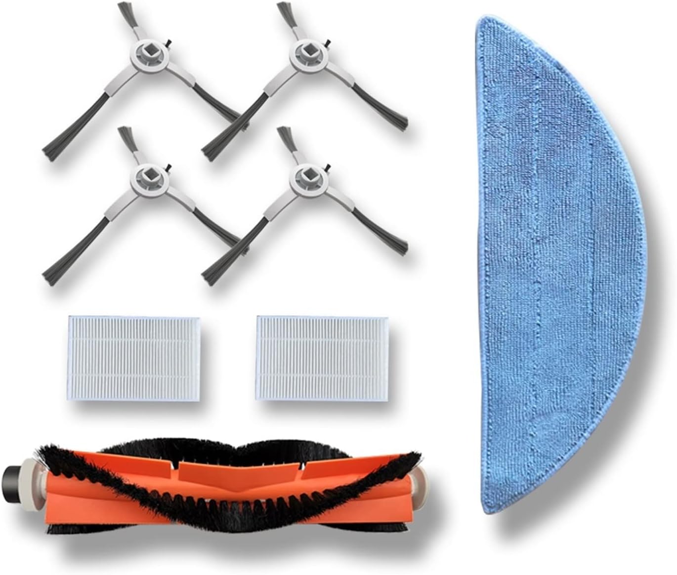 Spare Parts Compatible with Robot Vacuum Cleaner X5,X6,X8,Includes Side Brus 4pcs,HEPA Filters 2pcs, Central Brush 1pc, Mop 1pc