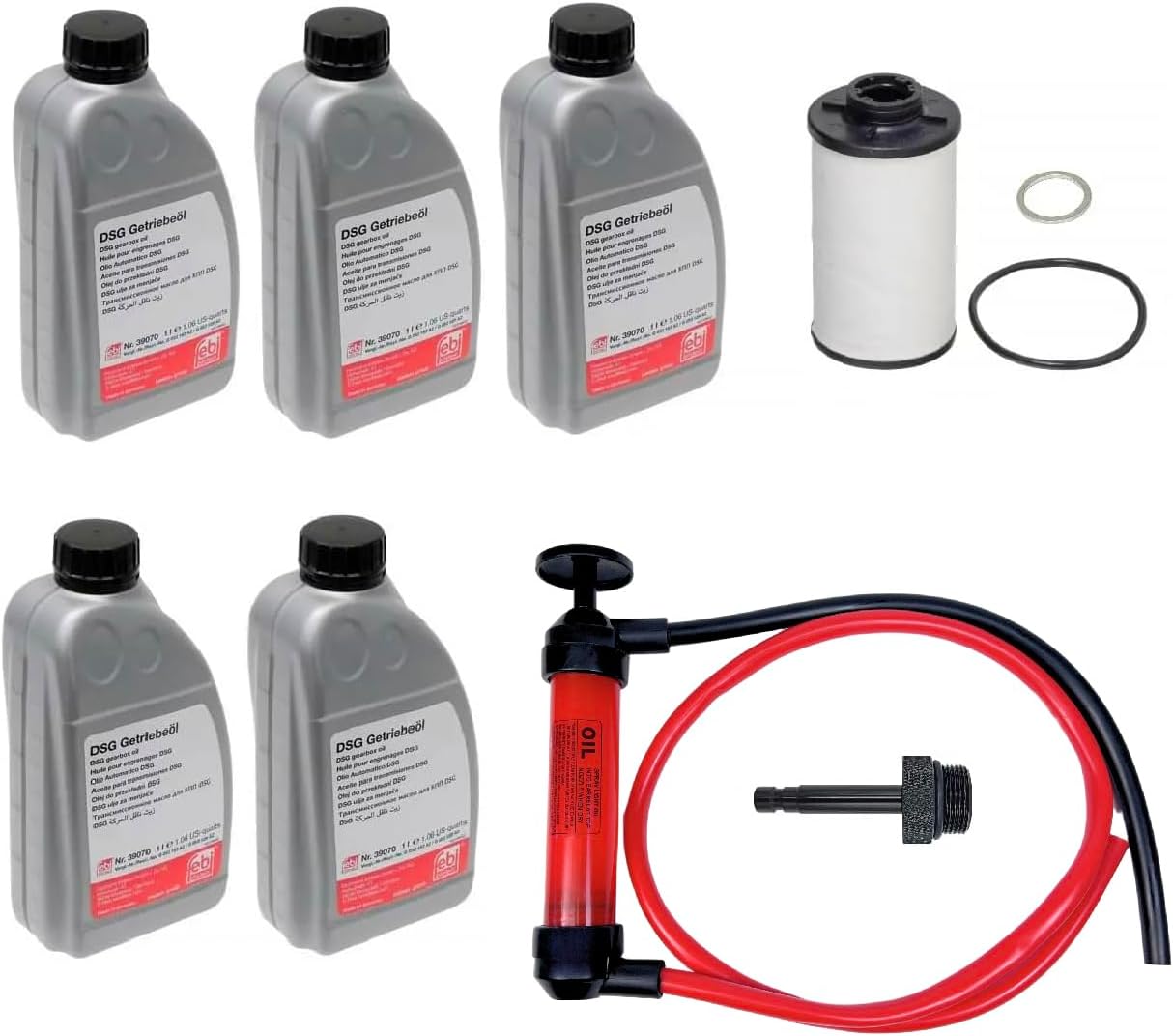 DSG Service Kit 6 Speed Dual Clutch Transmission Fluid + Filter + Seals FEBI for VW & for AUDI Select Models