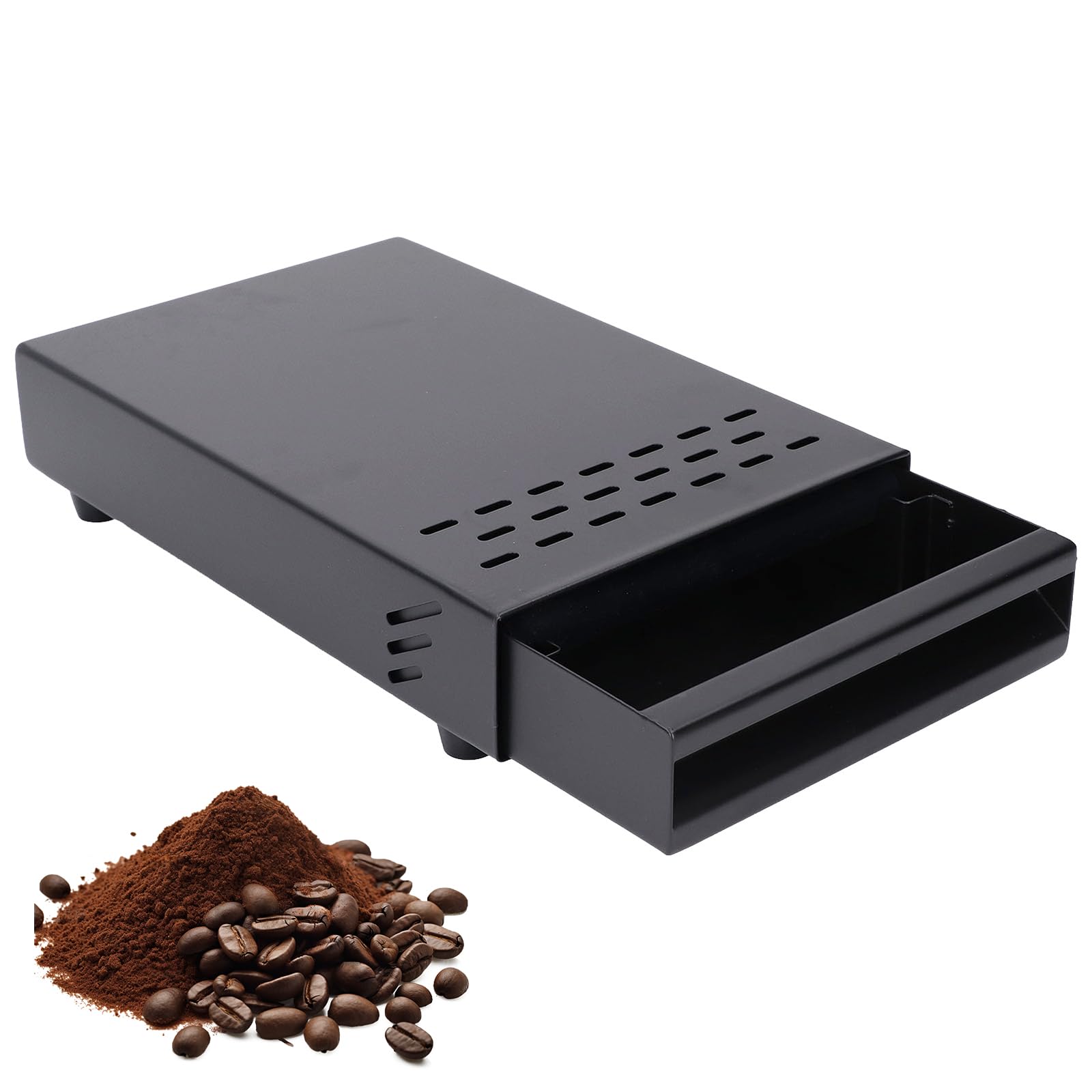 Tiroir Marc de Café, Boîte à Marc à Café, Knock Box avec Tiroir Amovible, pour Machines Espresso, Nettoyage Facile, Usage Café, Maison, Bureau, 18 x 28 x 5 cm