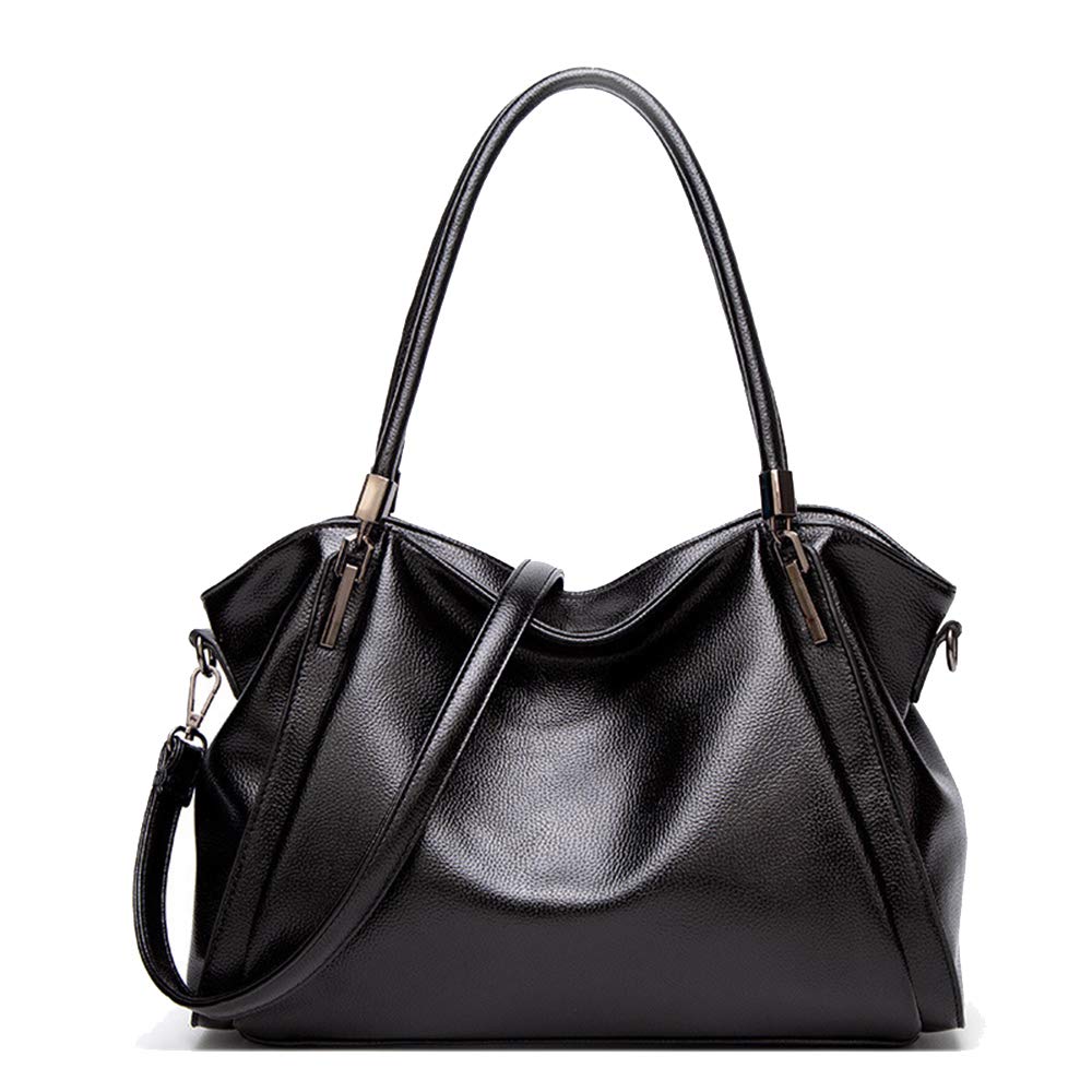 Hobo Bolso de Hombro para Mujer en Cuero PU Elegant Bolsos de Mano con Bandolera Hobo Shopper Horizontal Bolso de Bandolera Tote Negro