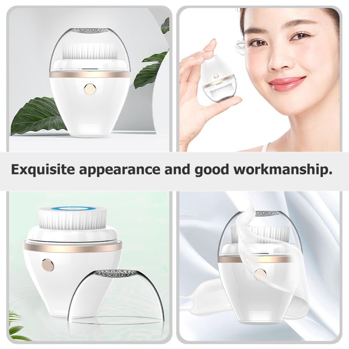 Cepillo Facial Eléctrico Portátil Plástico 300mah Limpiador Blanco