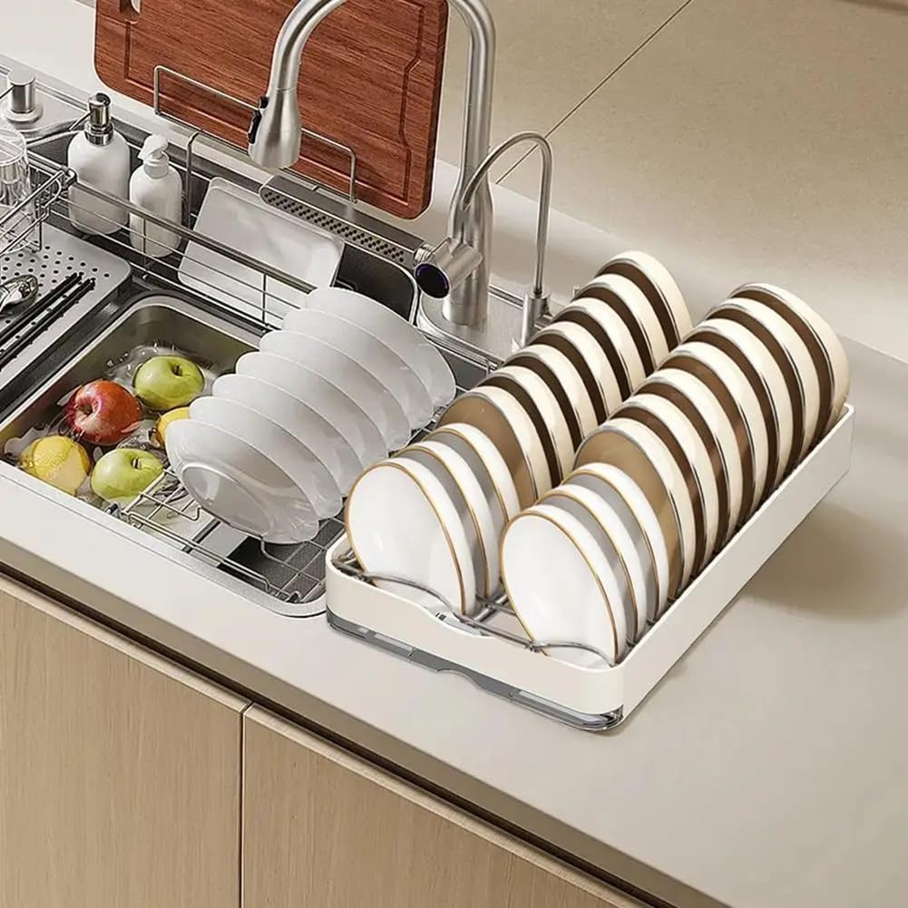 Égouttoir à vaisselle coulissant avec égouttoir pour cuisine efficace dans la maison et le salon Solution d'économie d'espace