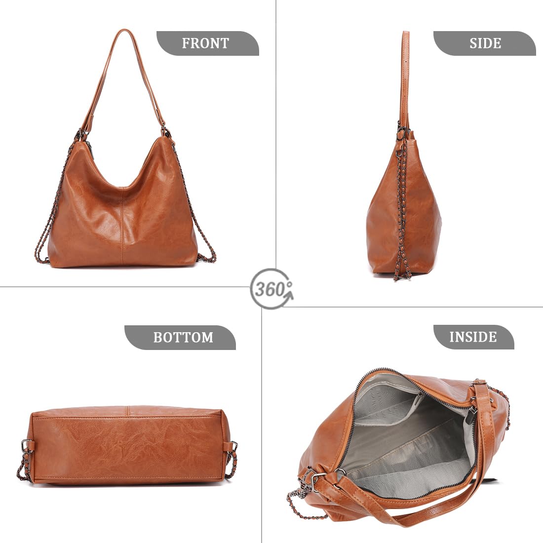 Pahajim Zaino Donna Elegante Borsa Zainetto in PU Pelle Impermeabile Antifurto Casual Borse a Spalla Hobo Zaino 2 in 1 per Uscire Scuola Viaggi e Ufficio