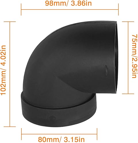 Miniatura 4 de Conector de salida de codo de tubo de conducto de aire de 3 "2.953 in apto para calentador Eberspaecher Webasto