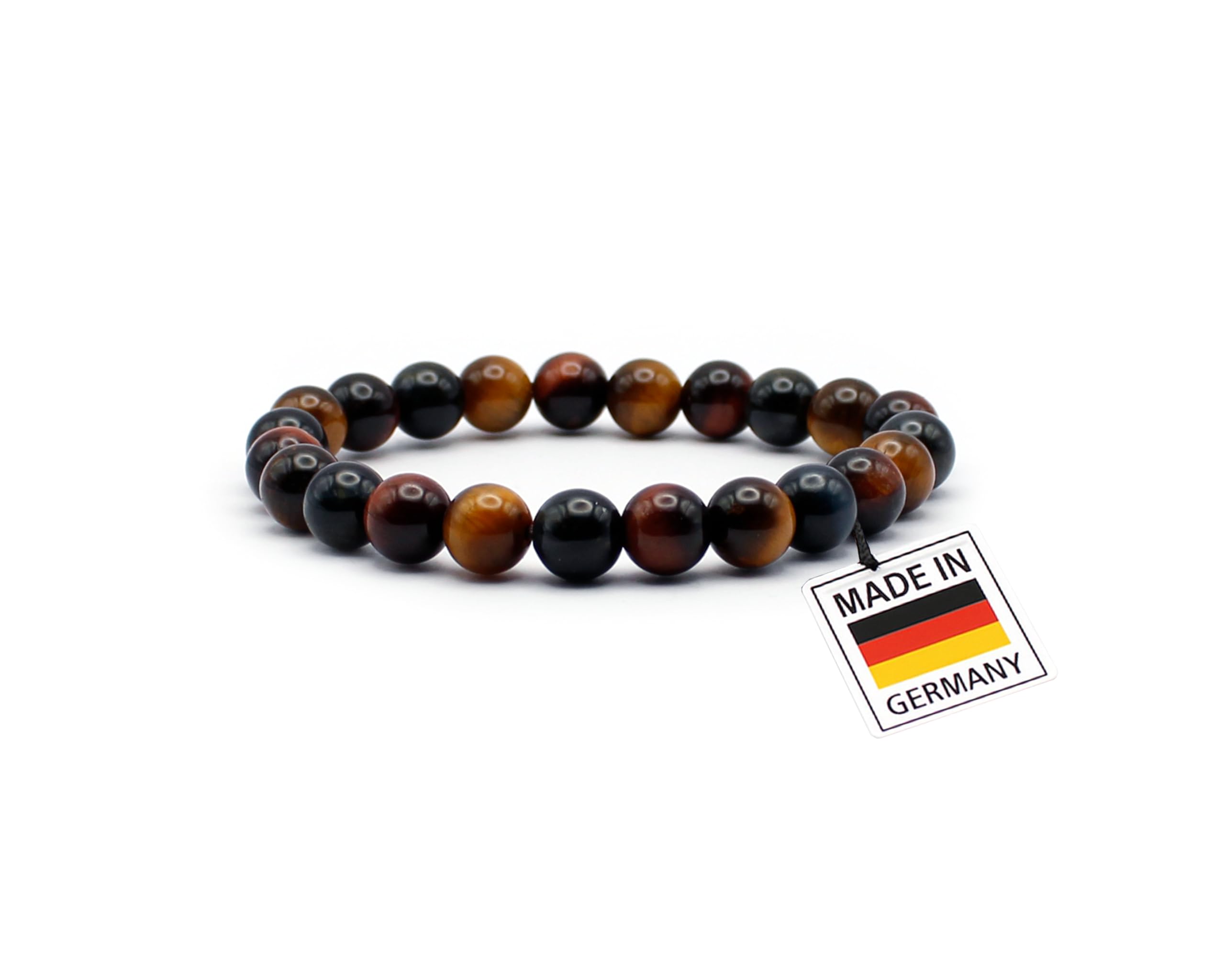 Handgefertigtes Tigerauge-Armband, echte Edelsteinperlen, 19 cm Länge, aus Deutschland, für Schutz und innere Stärke