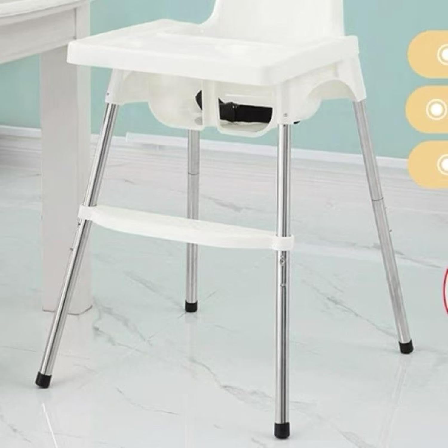 HANQ Reposapiés para silla alta, altura ajustable, reposapiés portátil para bebé, accesorios para silla alta, compatible con reposapiés IKEA Antilop para silla alta (blanco)