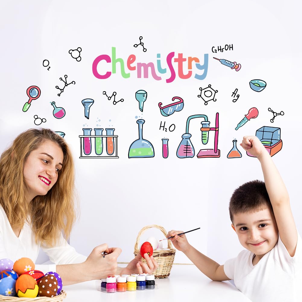 SUPERDANT Colorful Science Wall Decals Scientific Experiment Wall Stickers & Murals Wall Decals for Science Classroom Kids Lab Classroom Wall Art Sticker