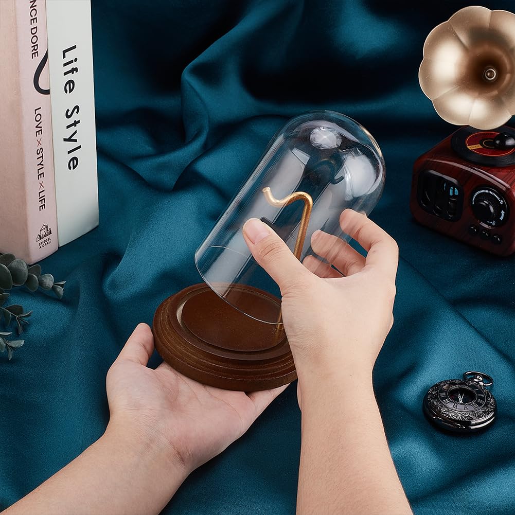 PH PandaHall Pocket Watch Glass Display Dome Cloche Watch Display Jar Decorative Watches Display Case Dome Showcase with Hook for Father's Day Watches Medals Collectibles Gift Ornaments 14.5x10.5cm - Image 3