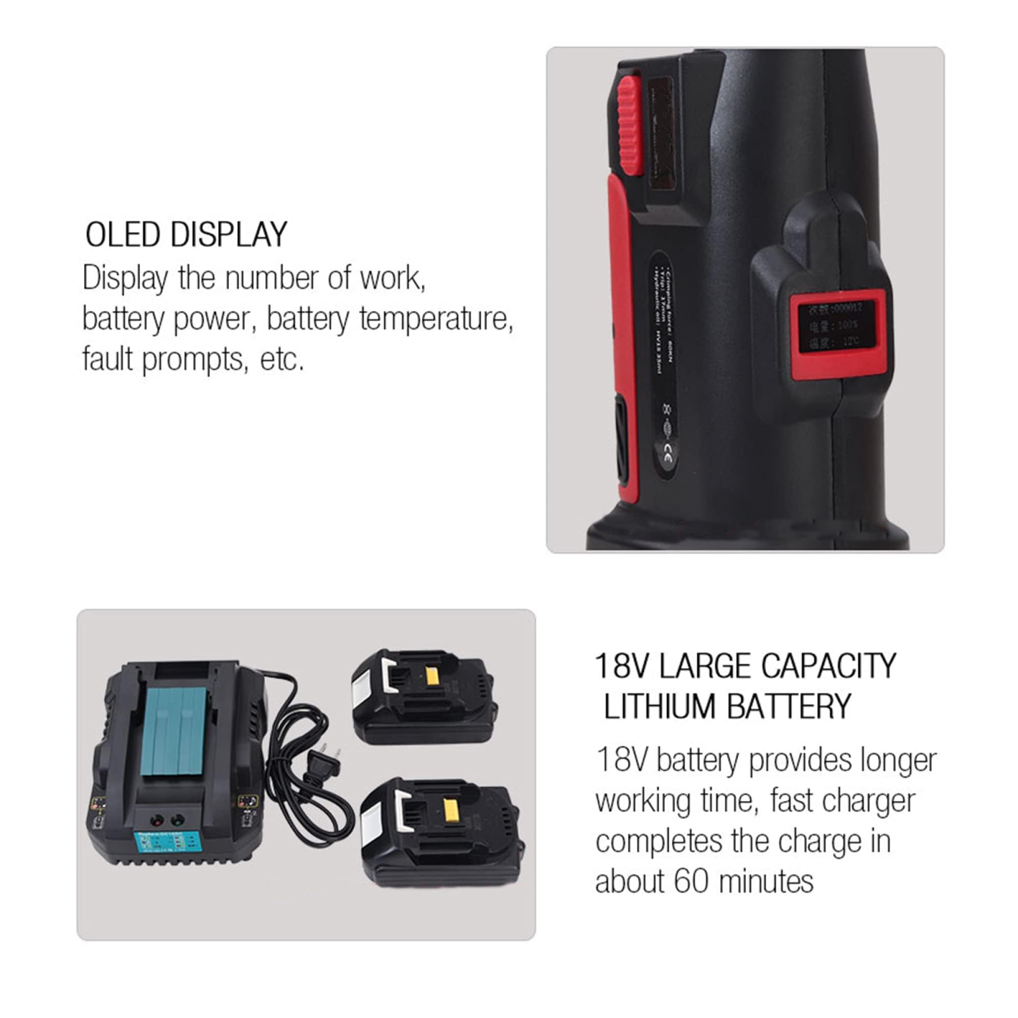 Herramienta de crimpado hidráulica eléctrica profesional de 16-300 mm², juegos de troqueles incluidos