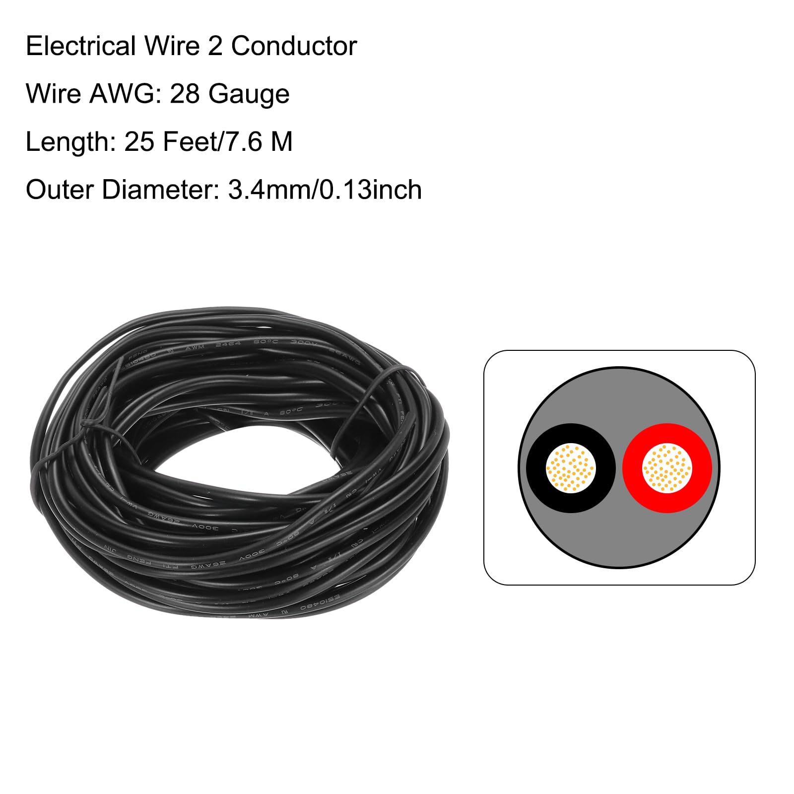 DMiotech 28 Gauge Wire Electrical Wire 2 Conductor - Image 2