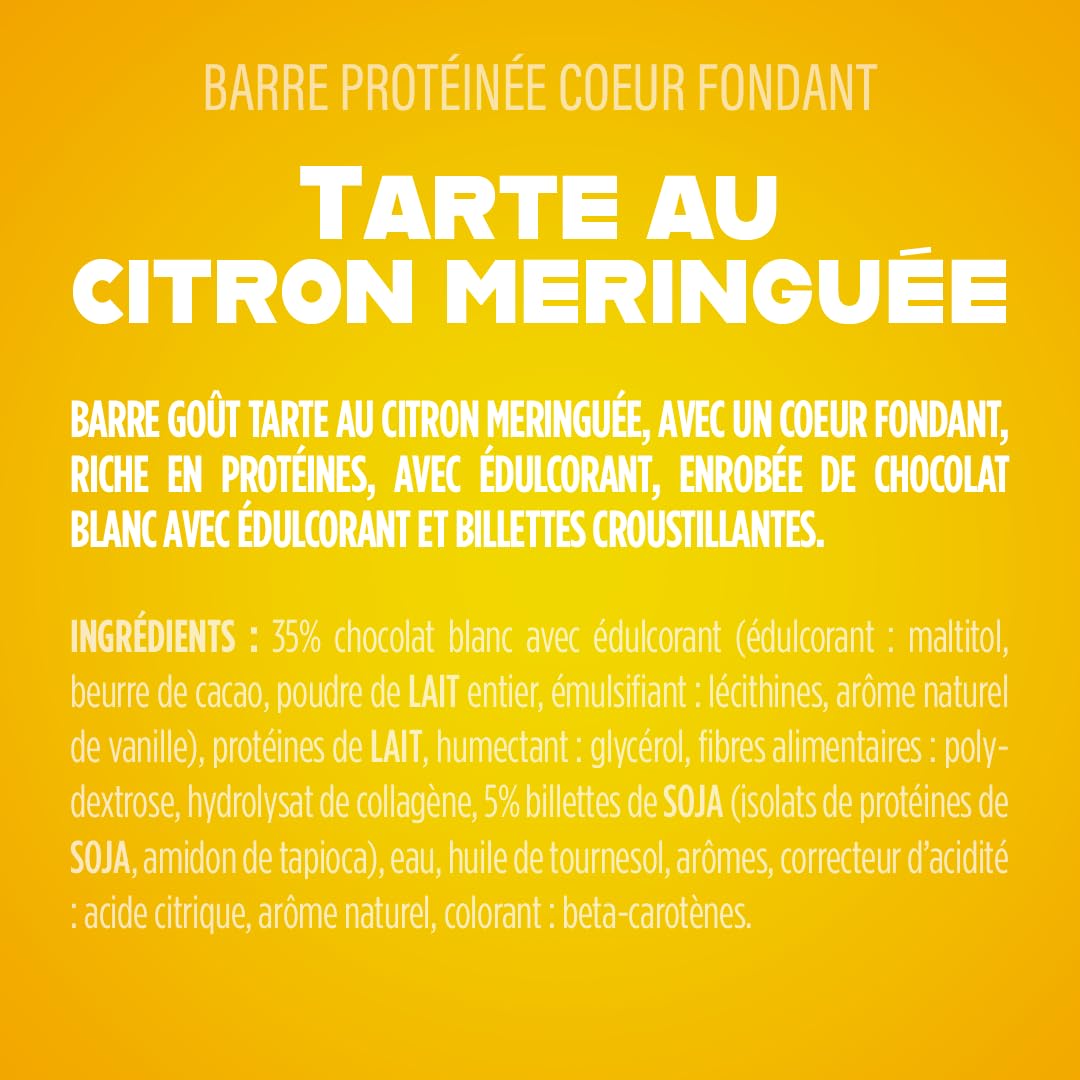 JOYFUEL Barre Protéinée Cœur Fondant Goût Tarte au Citron Meringuée 17g Protéines 12x50g