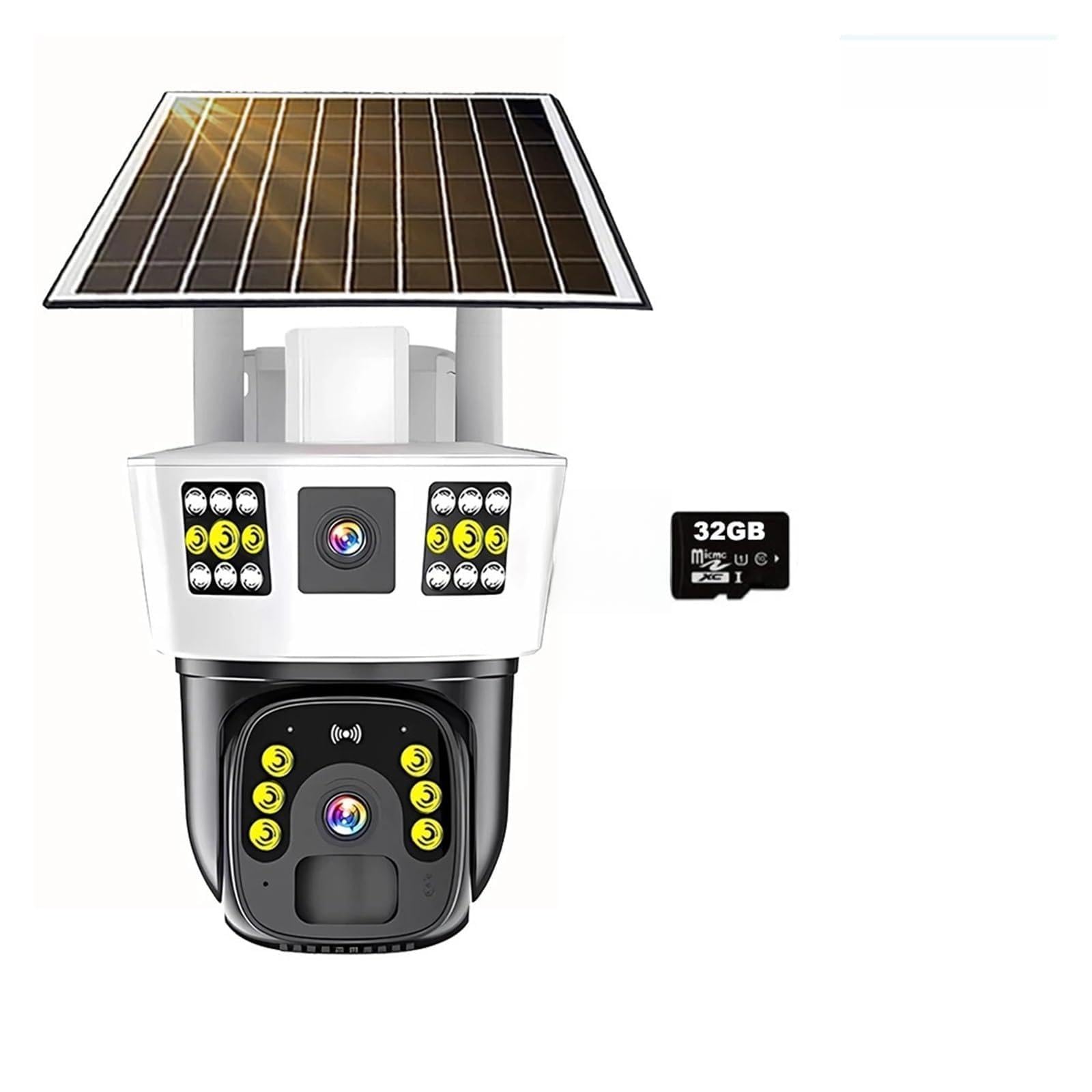 JVDDI Outdoor Solar IP Camera Built-in Battery 4MP 6K PTZ Monitor PIR Human Detection Alarm Light Video Surveillance Cam(Camera Add 32G Card)