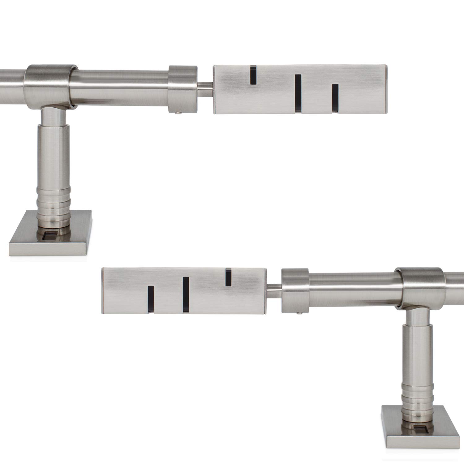 Mac9022 3/4 inch Adjustable Easy Install Heavy Duty Decorative Window Curtain Rod Set, Brushed Finish with Black Acrylic Directly Ship from Taiwan(66-120")