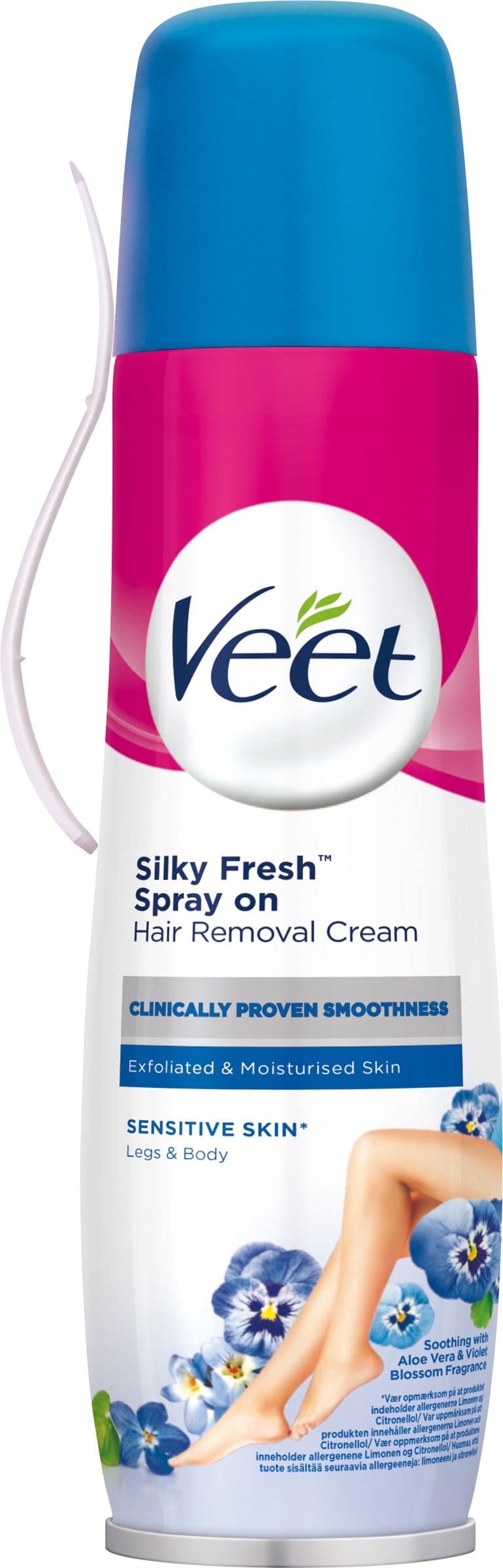 Veet Silky Fresh Spray on, Hair Removal Cream, Sensitive Skin, Legs & Body, 150ml
